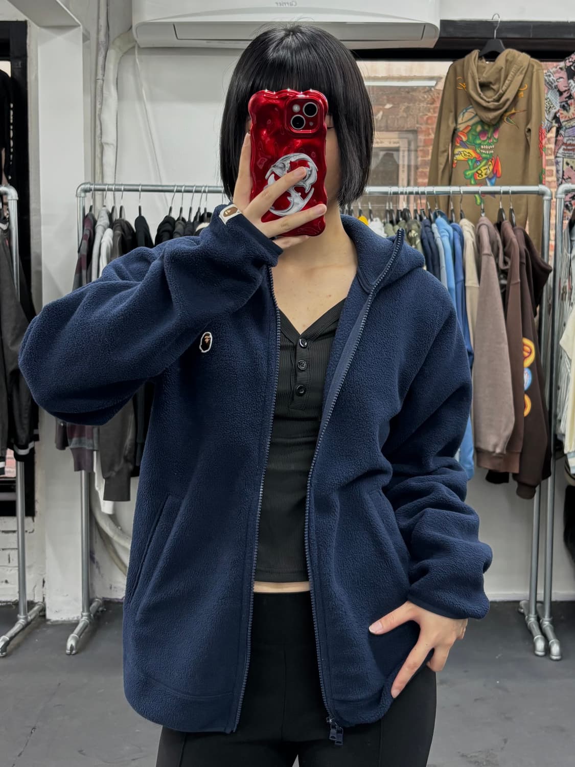 베이프 원포인트 플리스 후드자켓 상품이미지3