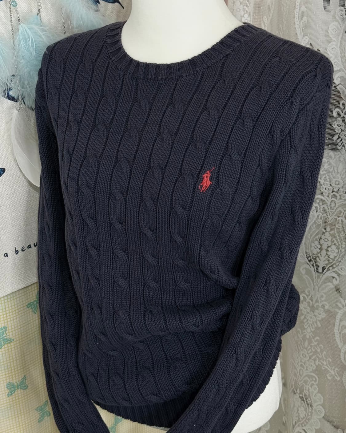폴로 랄프로렌 네이비 꽈배기 니트 상품이미지2