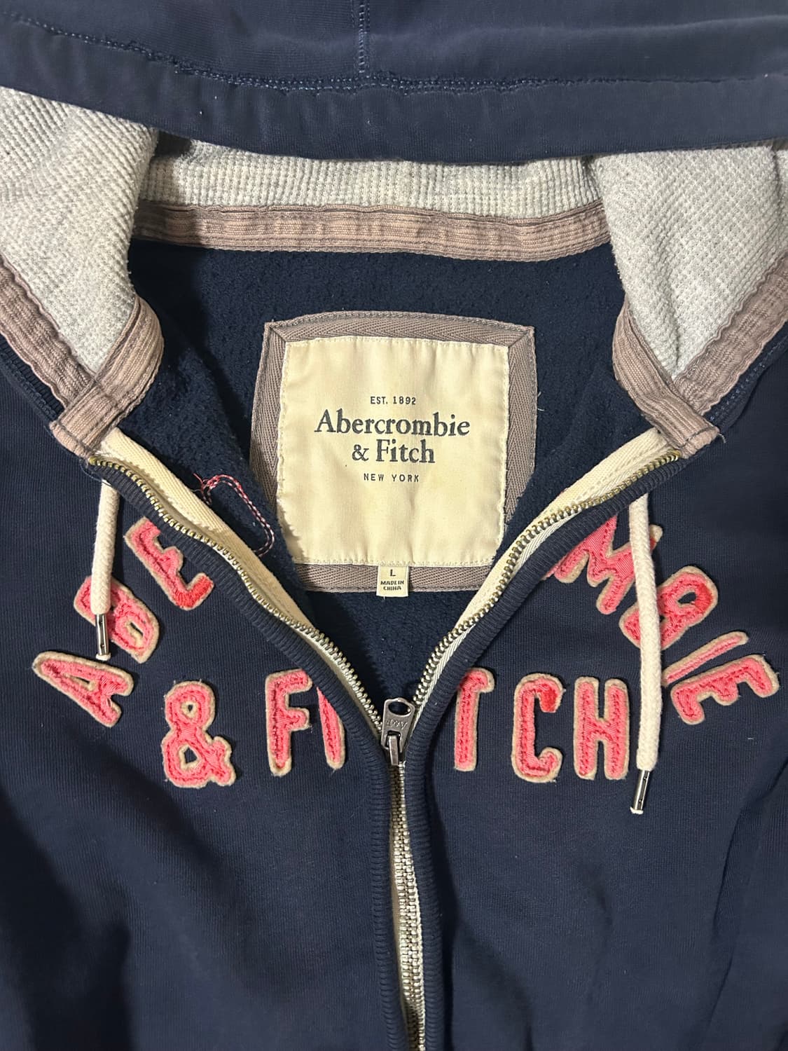 아베크롬비 아치 로고 네이비 후드집업 상품이미지5