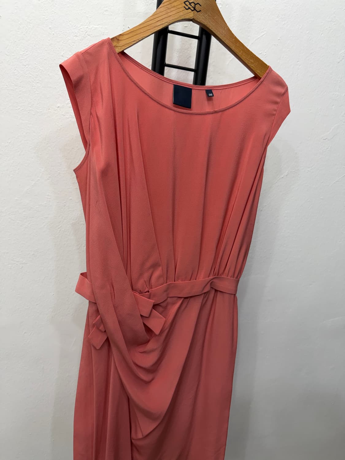 정품) 아스페시 여성 코랄 핑크 리본 원피스 36  상품이미지2