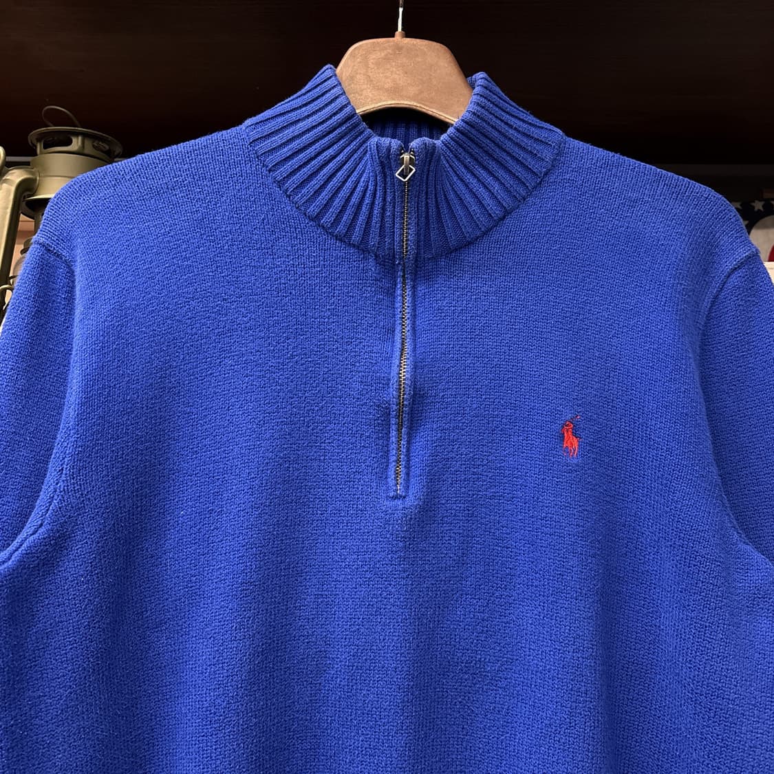 90s 폴로 랄프로렌 청키립 하프집업 니트 스웨터 코발트블루 N989 상품이미지3