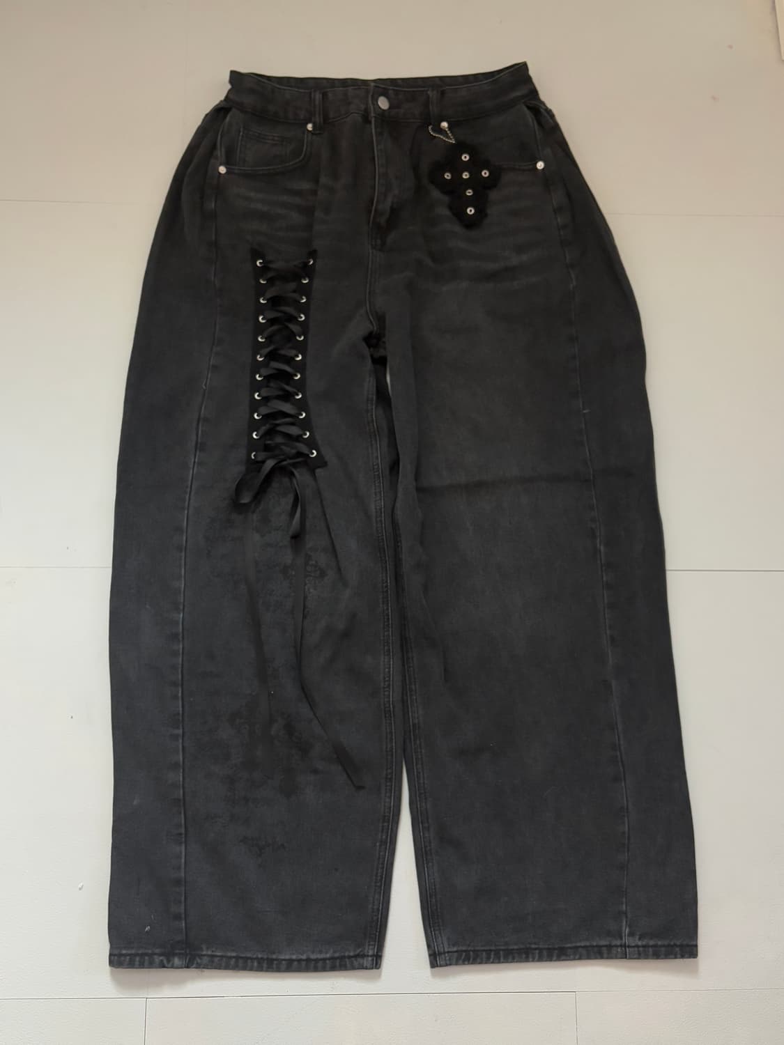 • hurtmade dark gray eyelet denim pants 상품이미지1