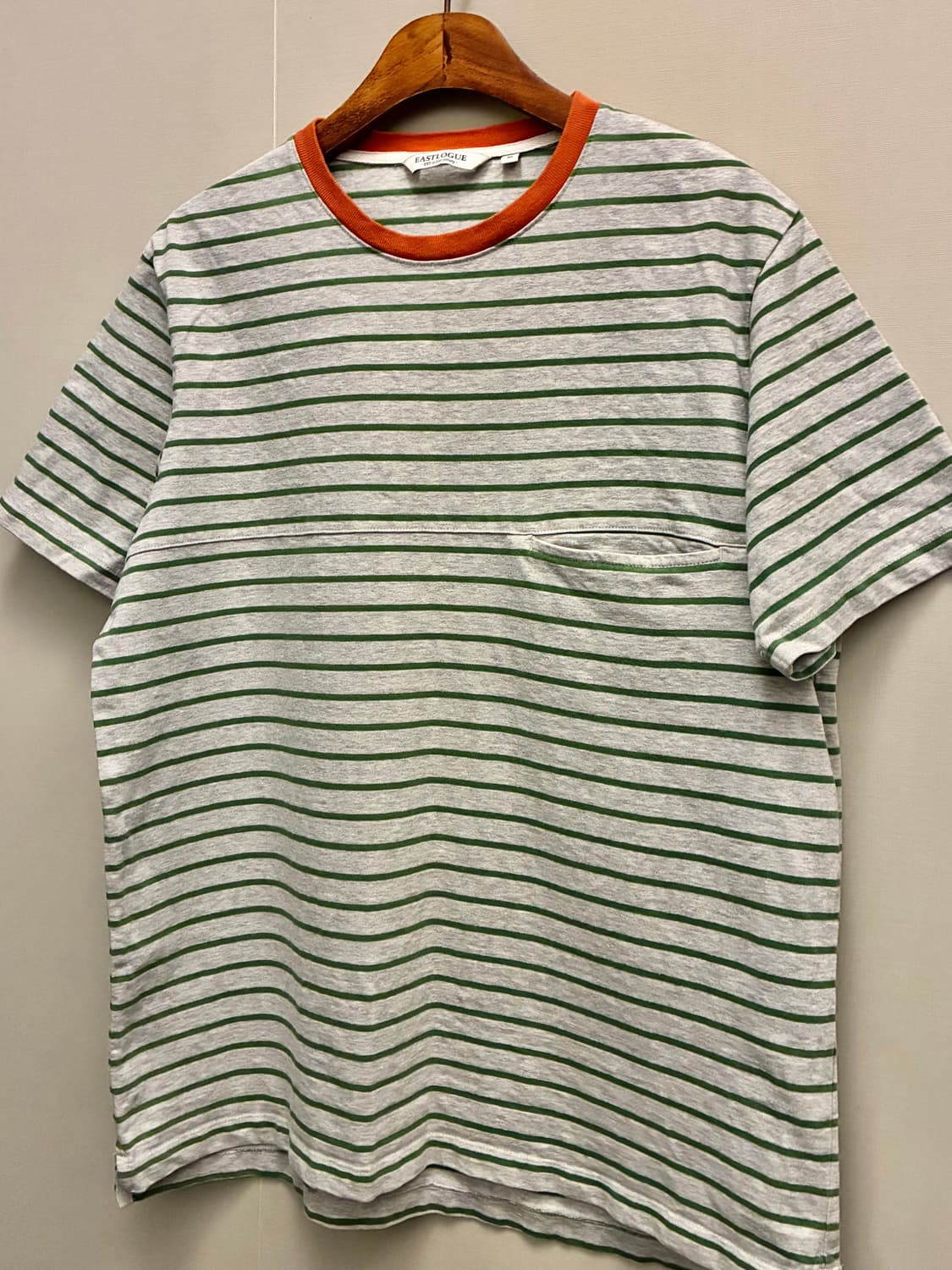 (M/100)이스트로그 코튼 스트라이프 포켓 반팔티셔츠  상품이미지2