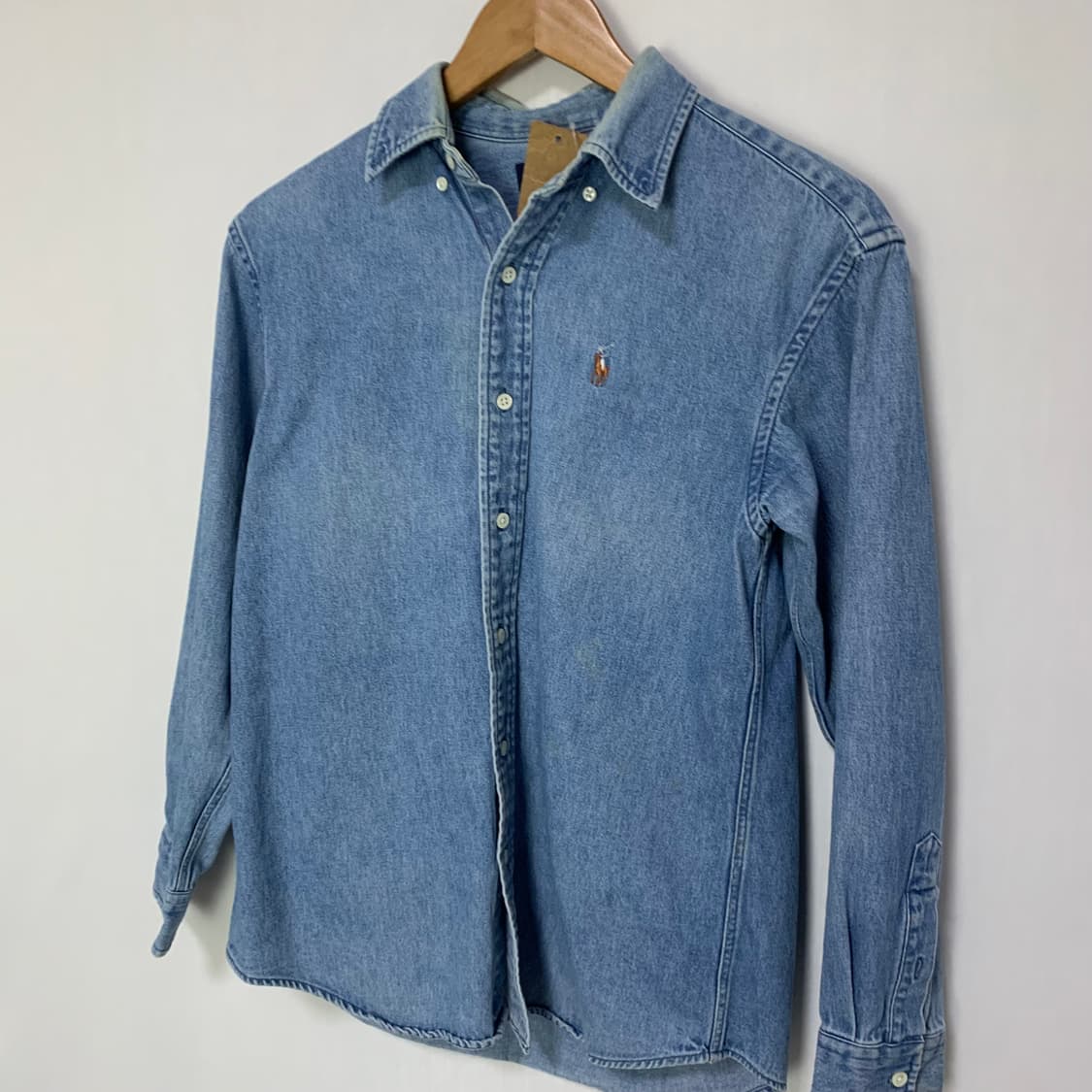 폴로 랄프로렌 워싱 데님 셔츠 00s 빈티지 중청 남방 여성 키즈사이즈 상품이미지4