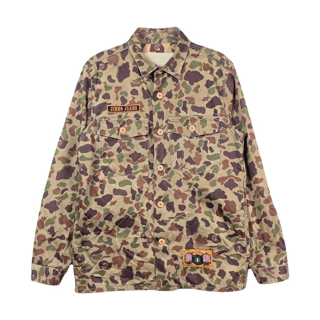 BLACK LABEL 유니크 패치 덕 카모플라쥬 밀리터리 셔츠 자켓 M 상품이미지1