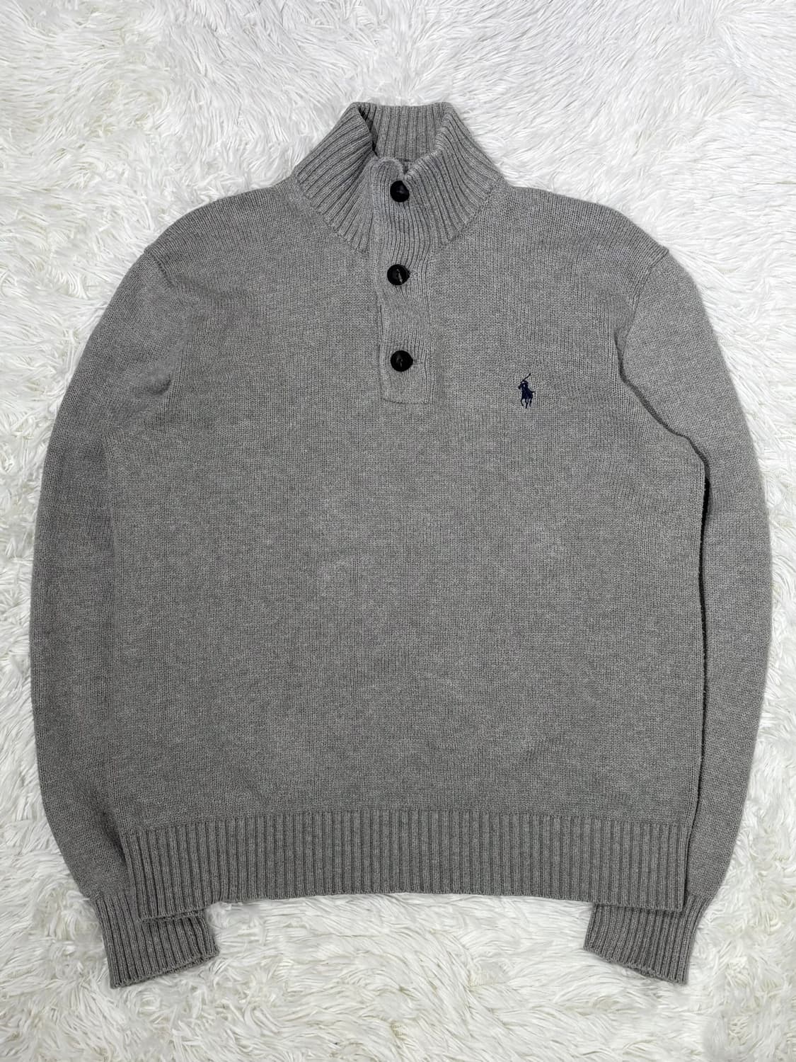 폴로랄프로렌 네이비포니 그레이 버튼 반집업 니트 상품이미지3