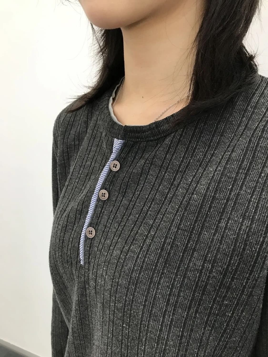 JPN Minimal Henley Long Sleeve 상품이미지2