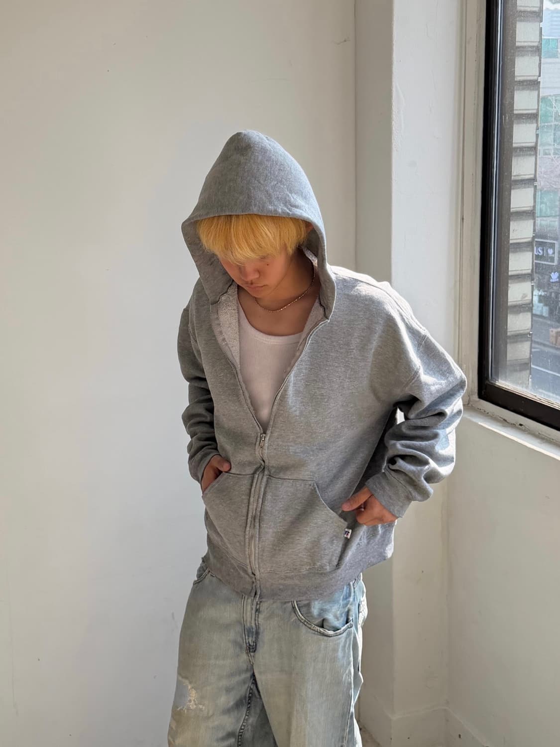 00‘s 러셀 후드집업 그레이 상품이미지1