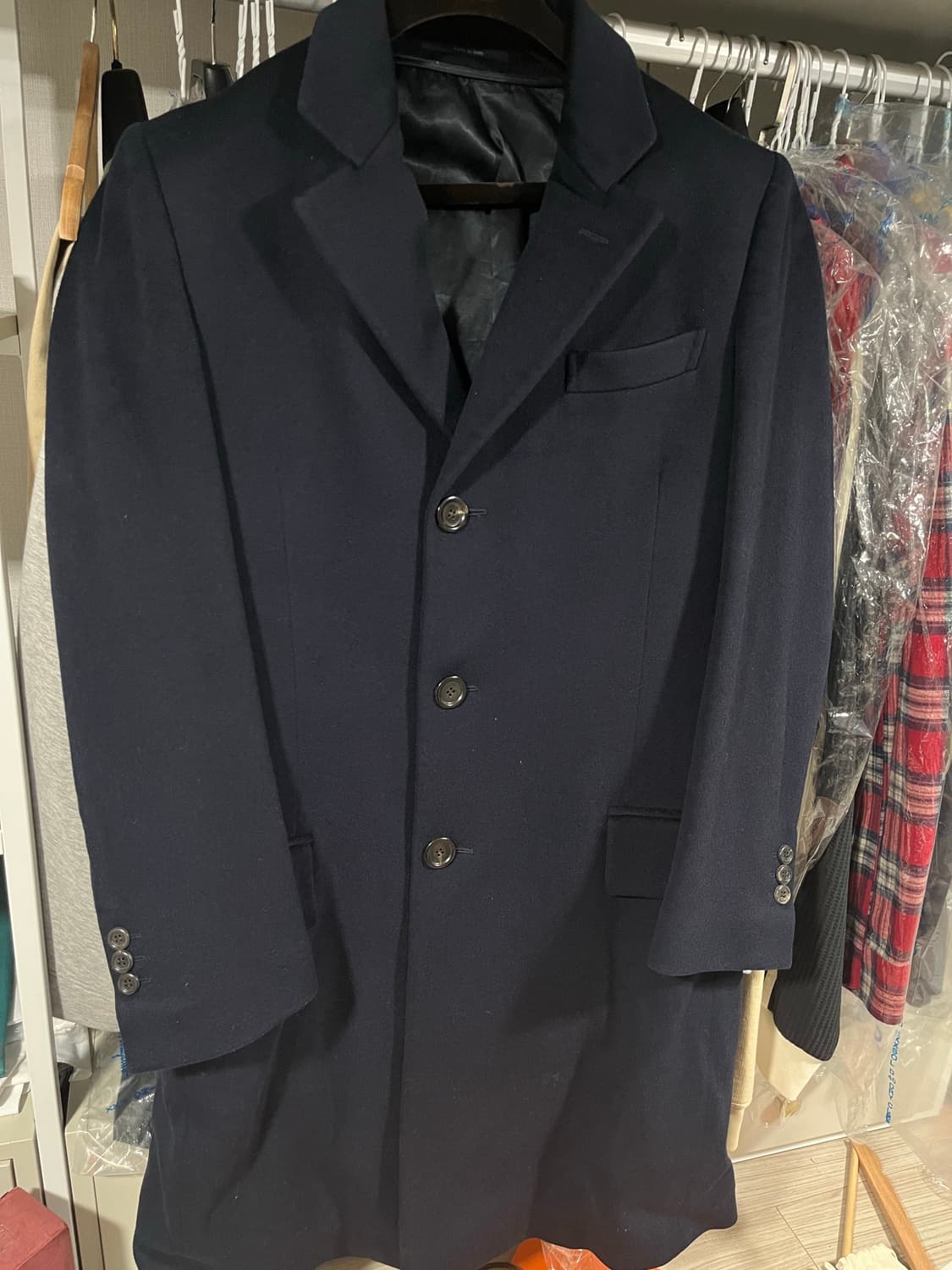 Yves Saint Laurent 남성 네이비 클래식 롱코트 46R 상품이미지1