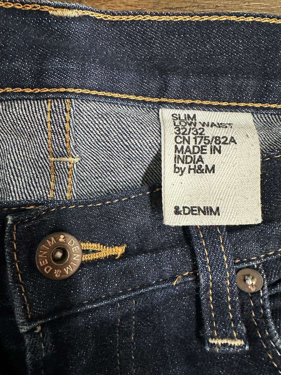 H&M &DENIM 슬림핏 생지 데님 32 로우웨스트 남성 청바지 상품이미지6