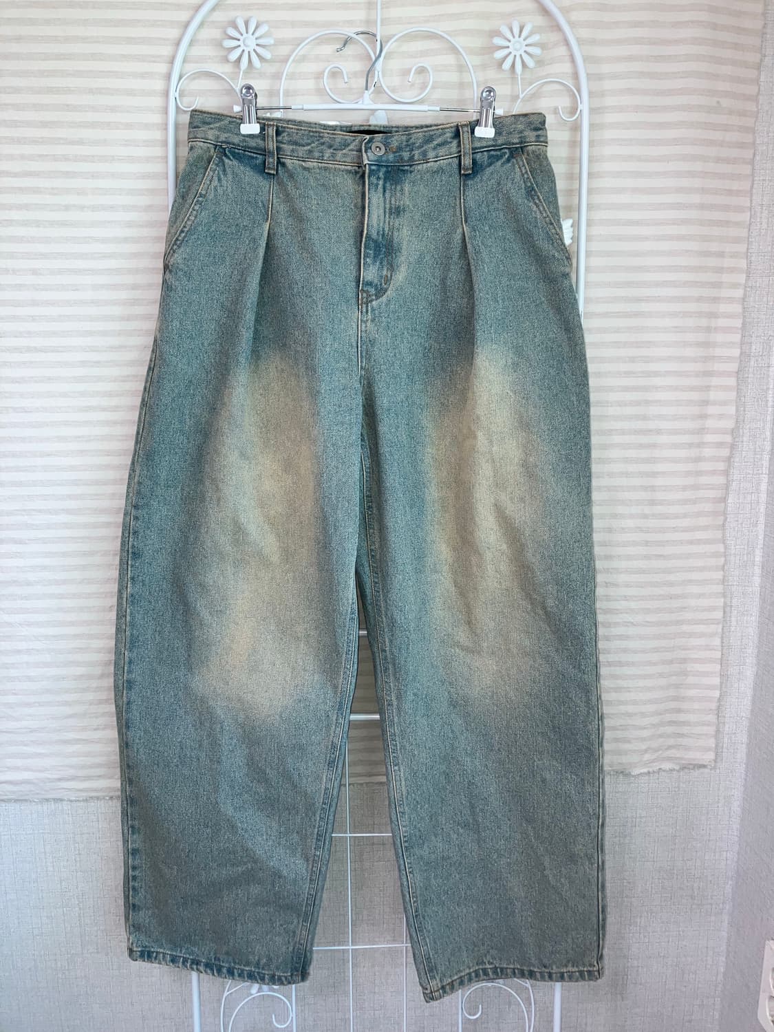 빈티지 연청 워싱 데님 팬츠 y2k 스트릿 갸루 펑키476 상품이미지1