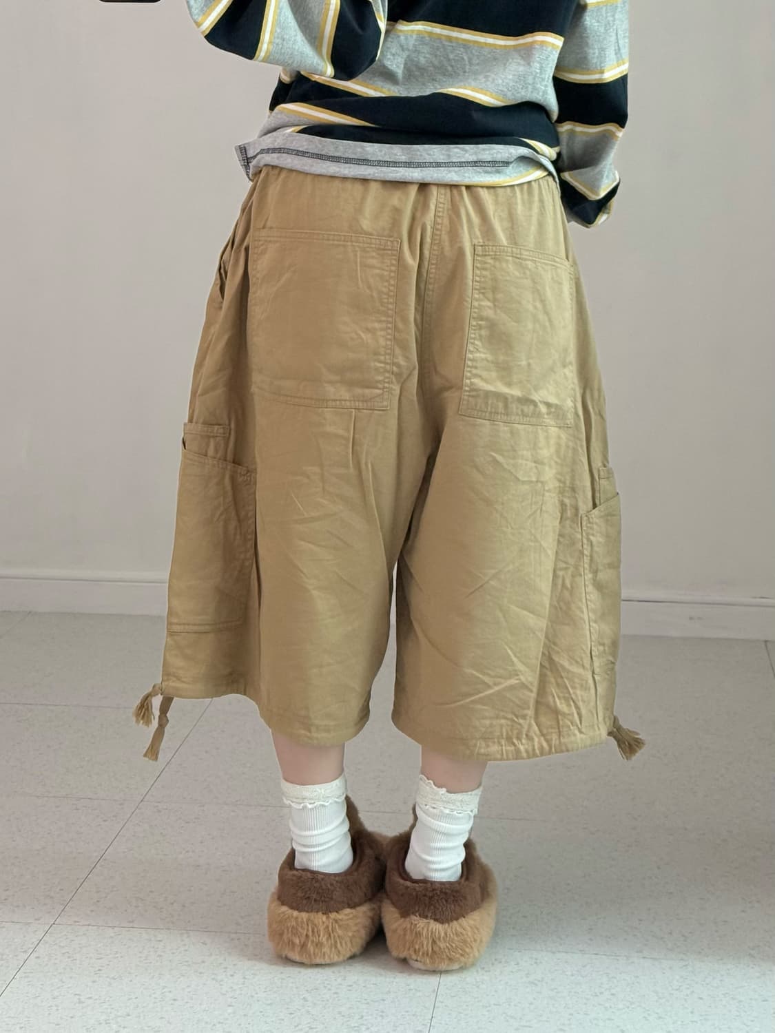 Ootj 베이지 버뮤다 팬츠 상품이미지3