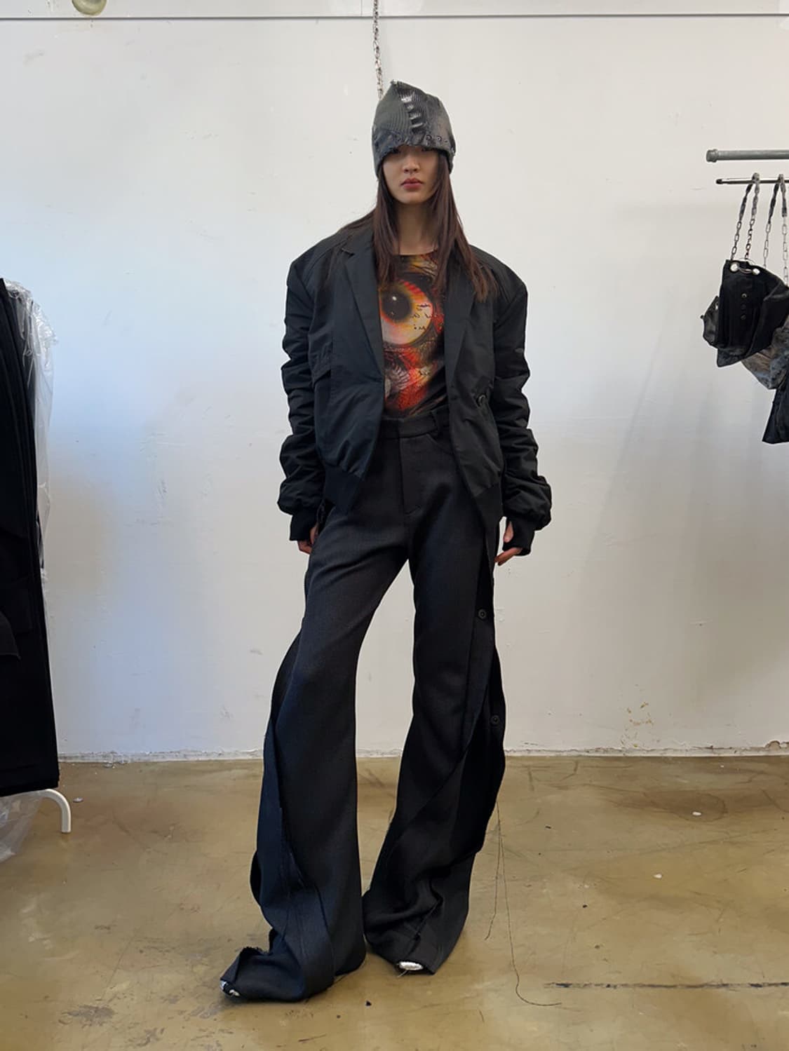 [S]카르넷 아카이브 색 트라우저 플레어 부츠컷 팬츠 블랙 상품이미지3