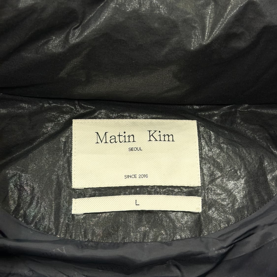 마뗑킴 마뗑 로고 코팅 다운 점퍼 패딩 블랙 L 상품이미지6