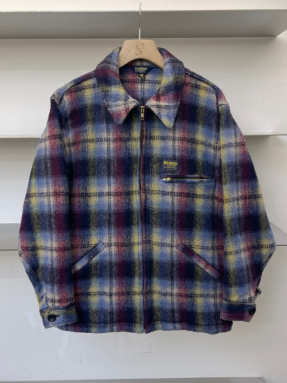 오시코시 타탄 체크 울 자켓 상품이미지1