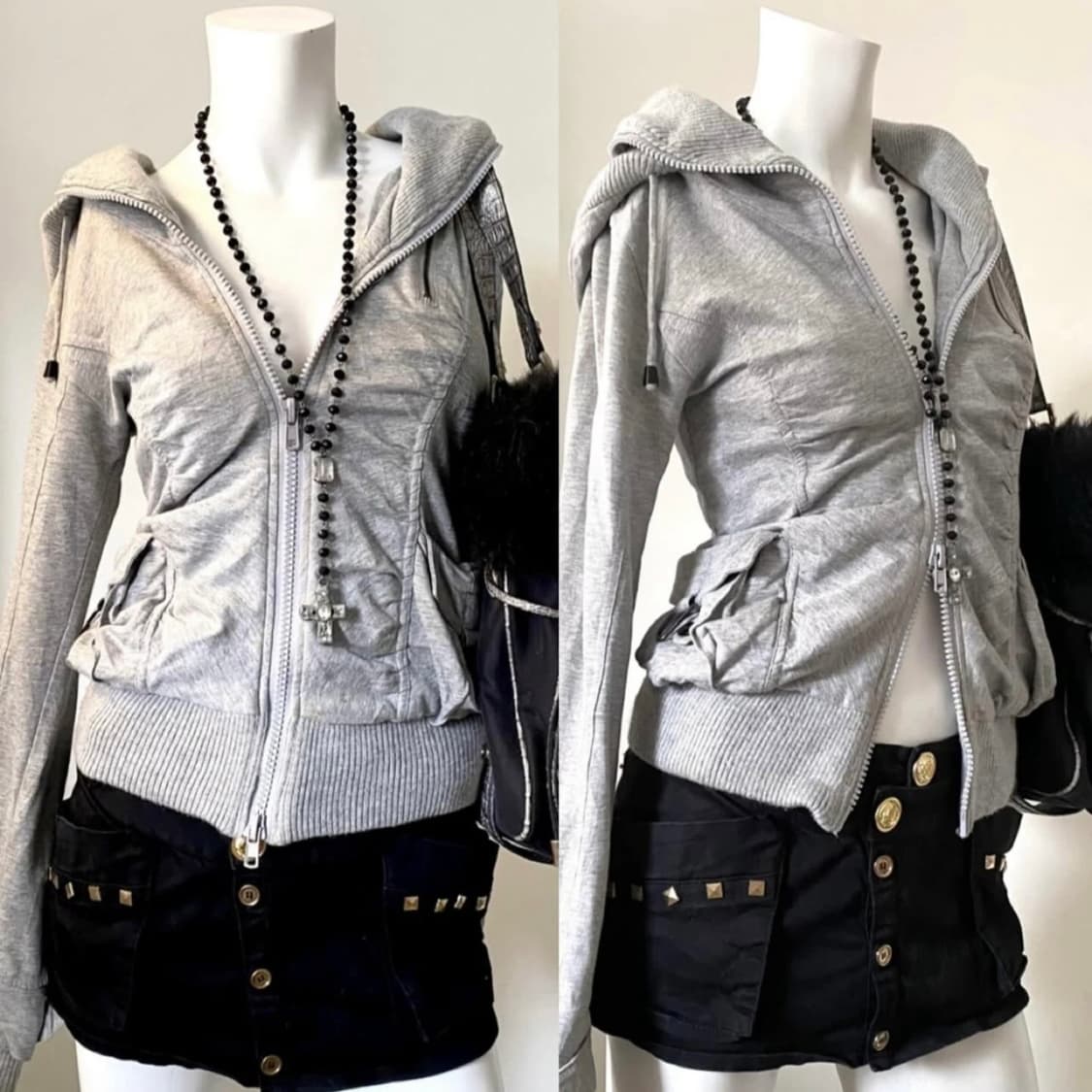 와이즈걸 빈티지 갸루 펑크 y2k 후드 집업 자켓 상품이미지1