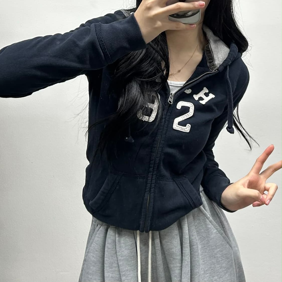 아베크롬비 y2k 여리핏 블랙 걸즈 대장급 후드집업 희귀져지(S) 상품이미지1