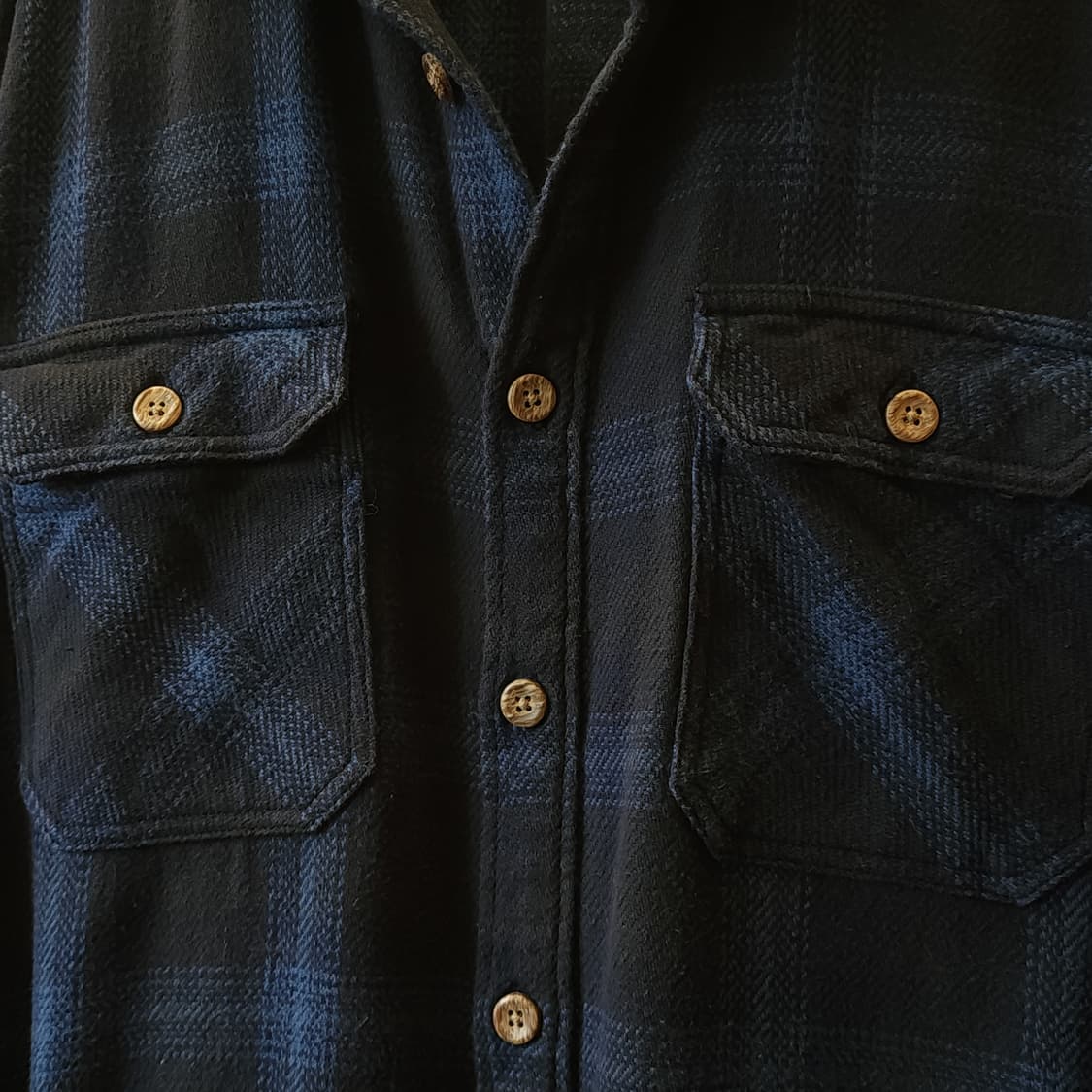 90s 아메리칸 빈티지 체크셔츠 헤비 플란넬 워크셔츠 다크 블루 2xl 상품이미지7
