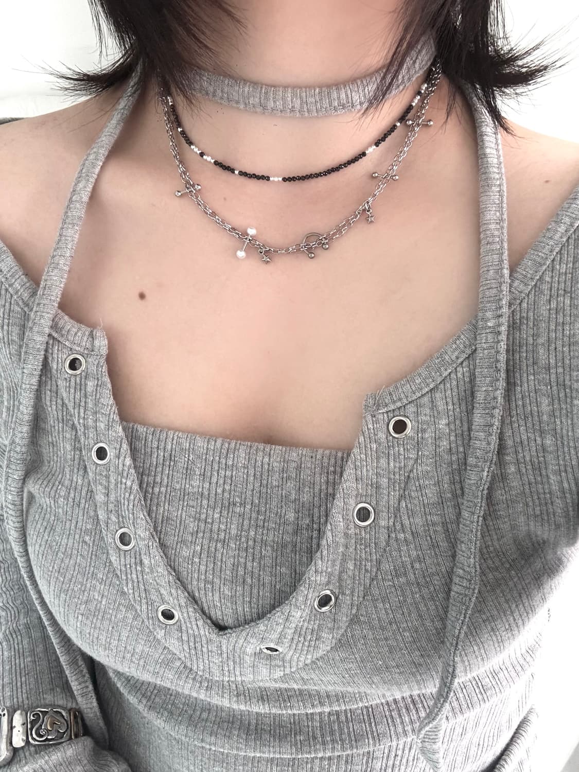 Piercing two chain necklace 상품이미지5
