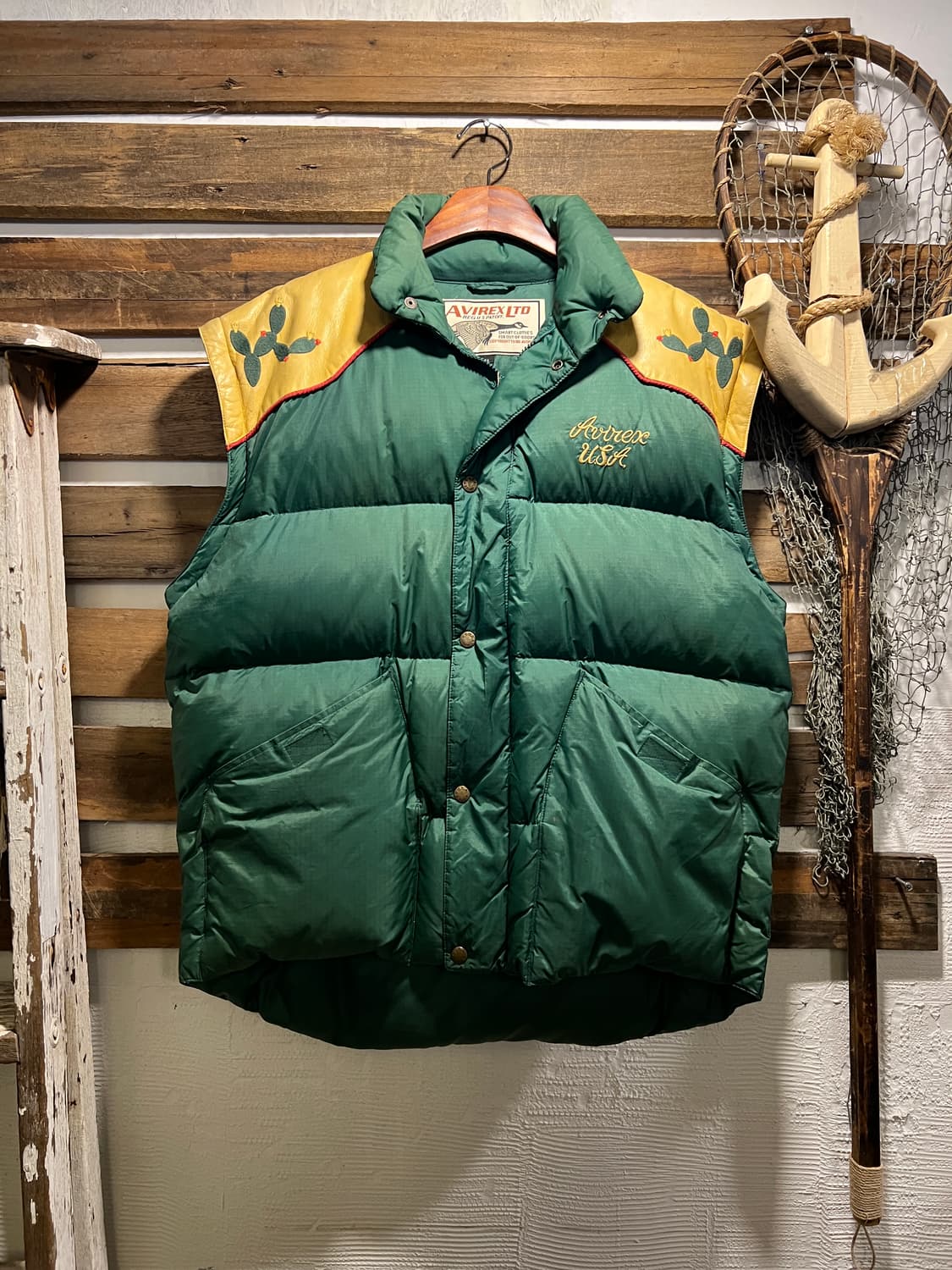 [M]아비렉스 USA NEW MEXICO 인디언 자수 그린 다운 패딩 상품이미지7