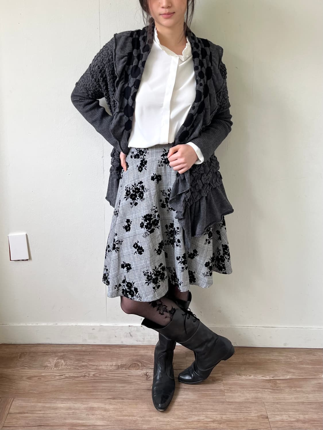 Via Faburrica 도트 오버넥 가디건 상품이미지7