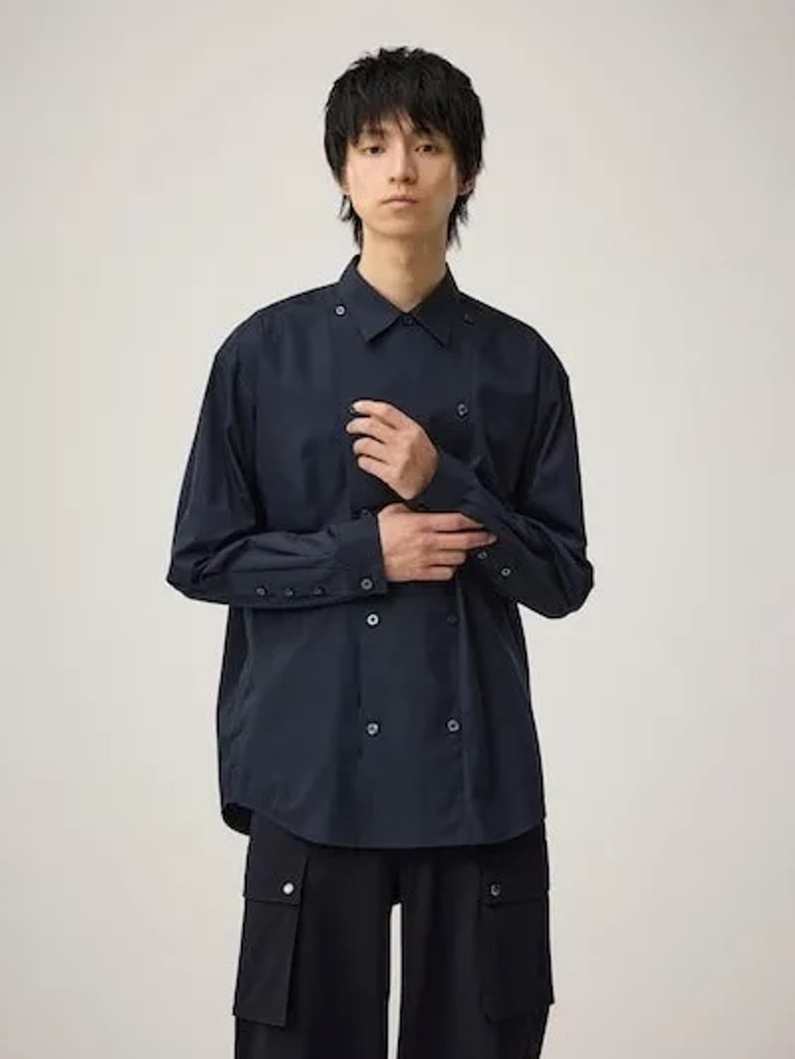 ROKH 록 GU 차이니즈 셔츠 네이비 상품이미지1