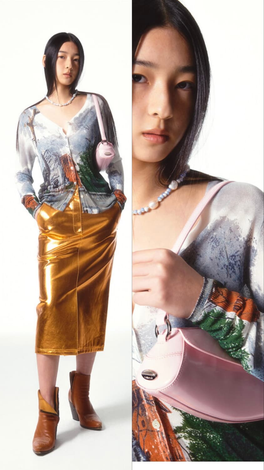 cotessi)아몬드 글로시 소프트 핑크 숄더백(새상품,품절상품) 상품이미지4