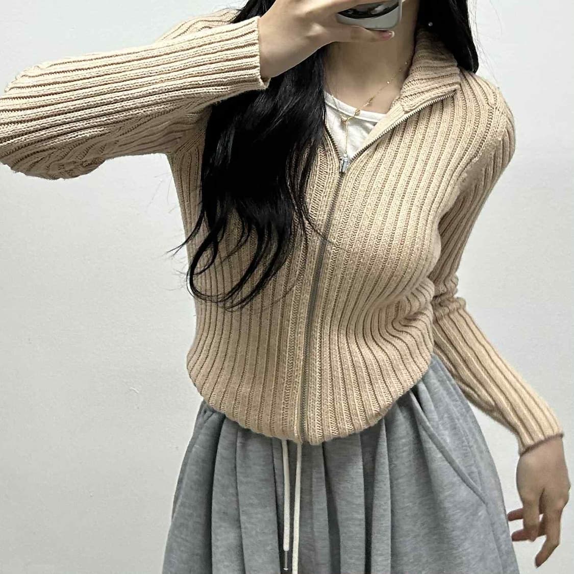 폴로 랄프로렌 진스 성조기 투웨이 베이지 걸즈 니트 집업 희귀져지(M) 상품이미지1