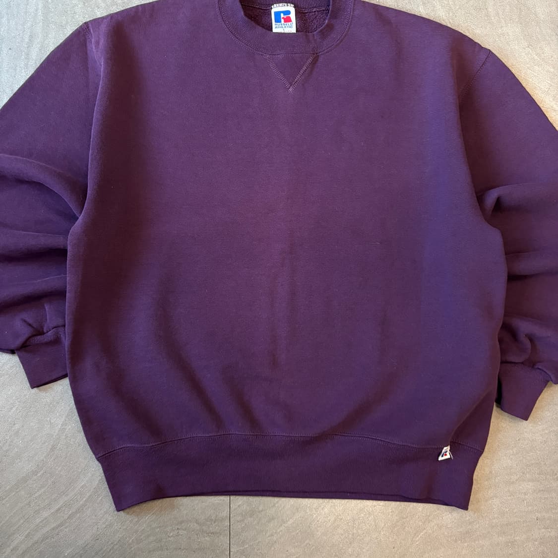 90s 90년대 미국 생산 러셀 블랭크 퍼플 선페이드 스웻셔츠 상품이미지4