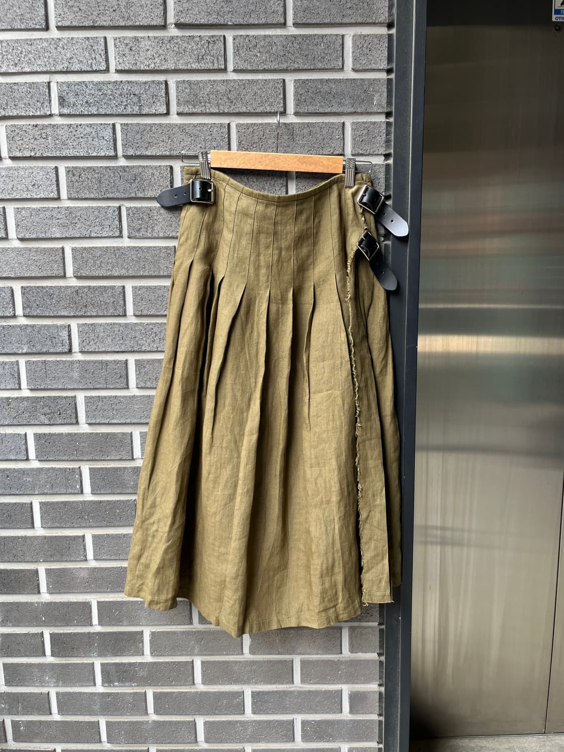 O'neil of Dublin 리넨 랩 스커트 올리브 그린 상품이미지2