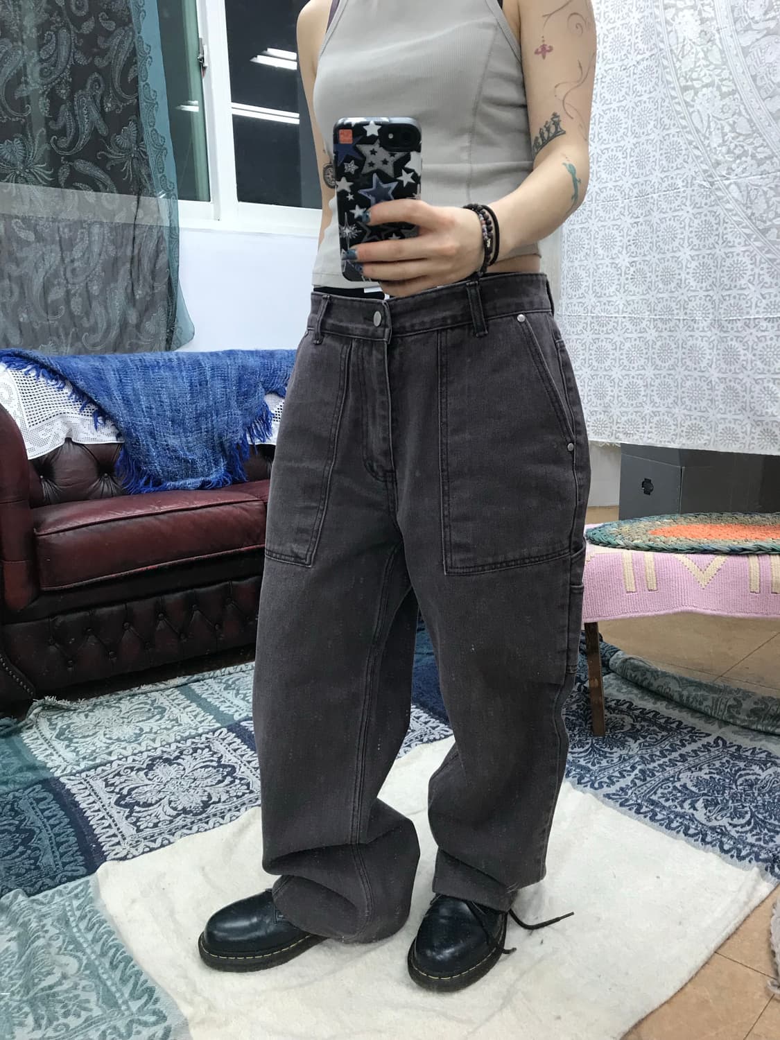 빈티지 퍼플 코튼 카펜터 퍼티그 팬츠  상품이미지1