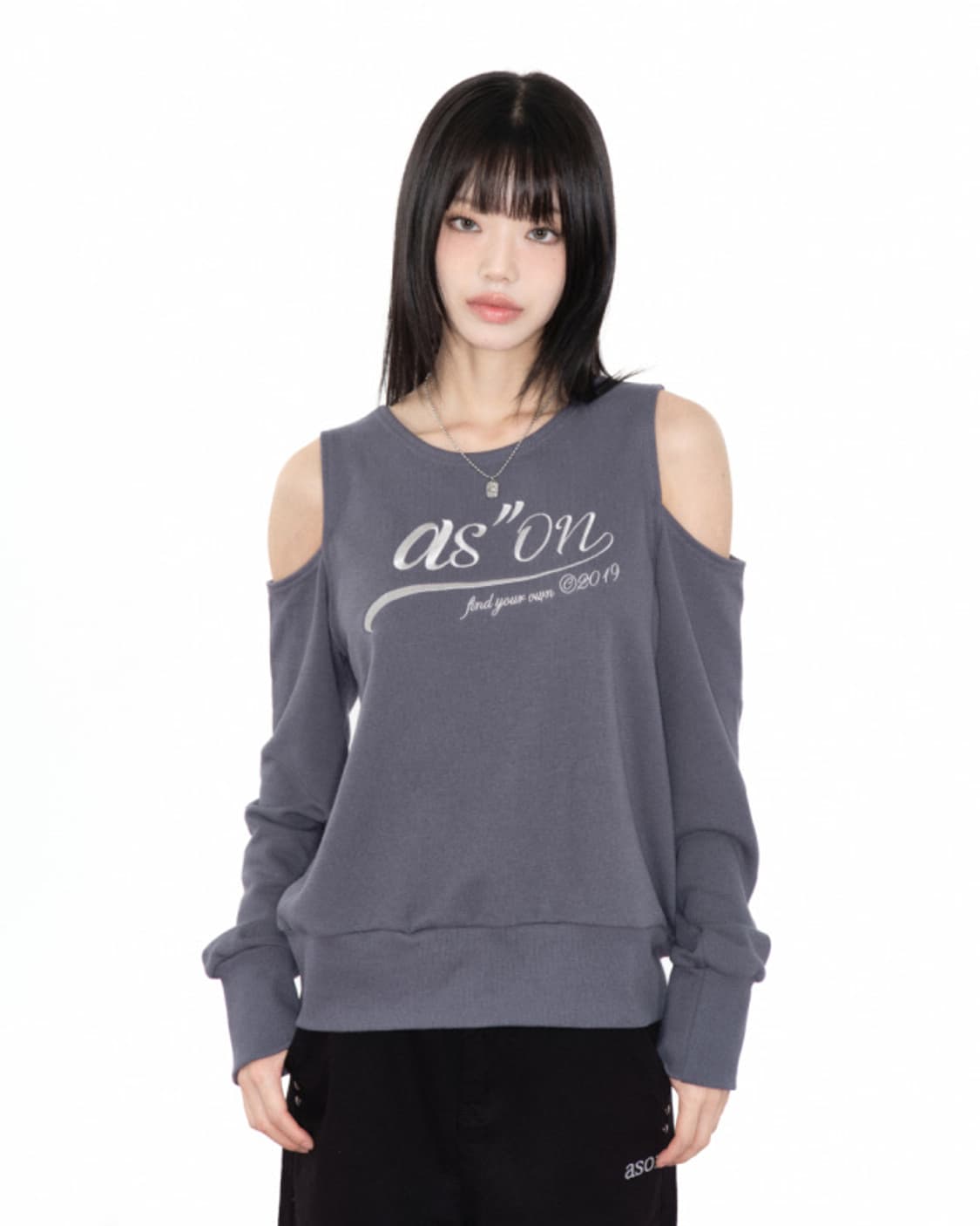 ASON KATE HOLE SWEATSHIRT / CHARCOAL 상품이미지2