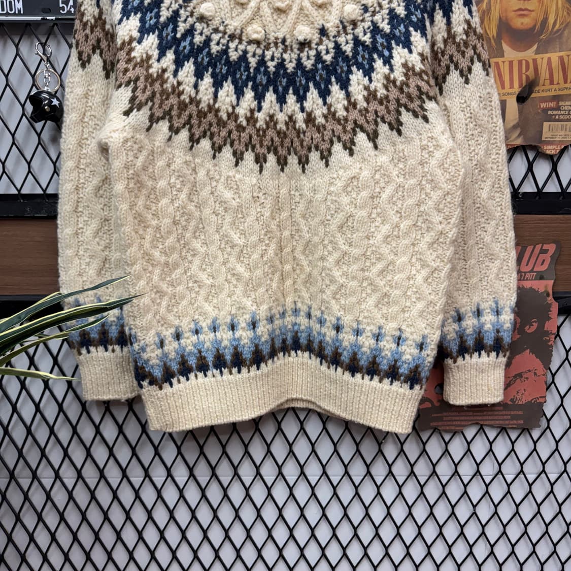 JPN VINTAGE 울 니트 노르딕 패턴 아이보리 상품이미지4