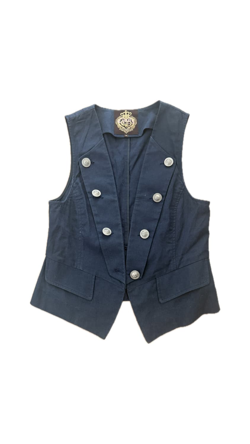 Cindy 갸루 네이비 더블버튼 조끼 상품이미지1