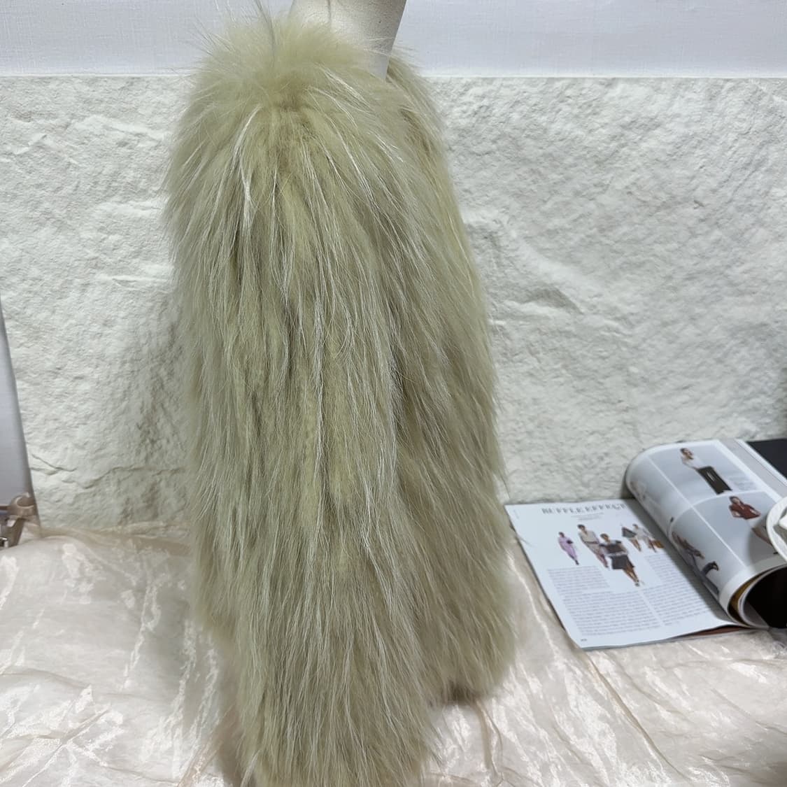 빈티지 아보카도 그린 라쿤퍼 자켓 상품이미지2