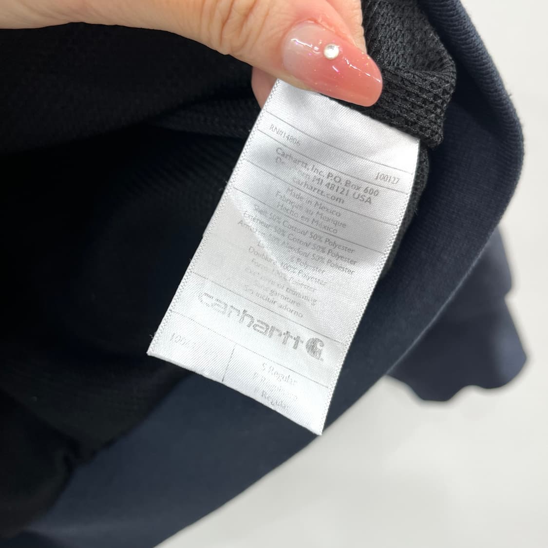 칼하트 레인디펜더 네이비 써멀 후드집업 상품이미지7