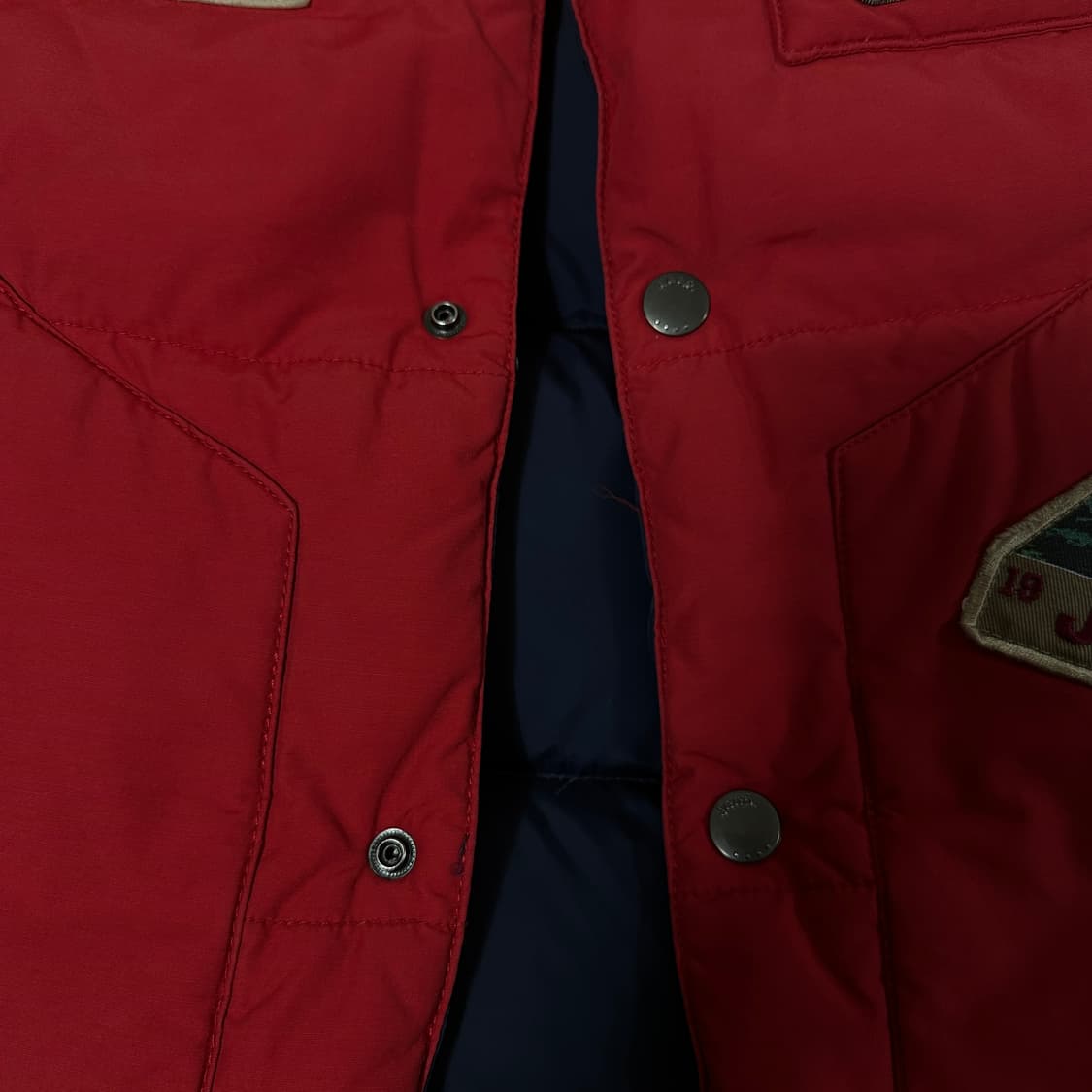 L 100 지프 리버서블 양면 덕다운 후드 패딩조끼 베스트 레드/네이비 상품이미지9