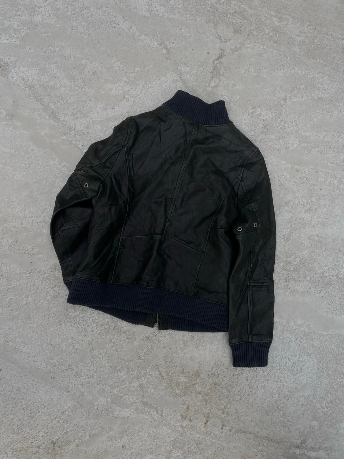 빈티지 레더 하이넥 블루종 상품이미지2