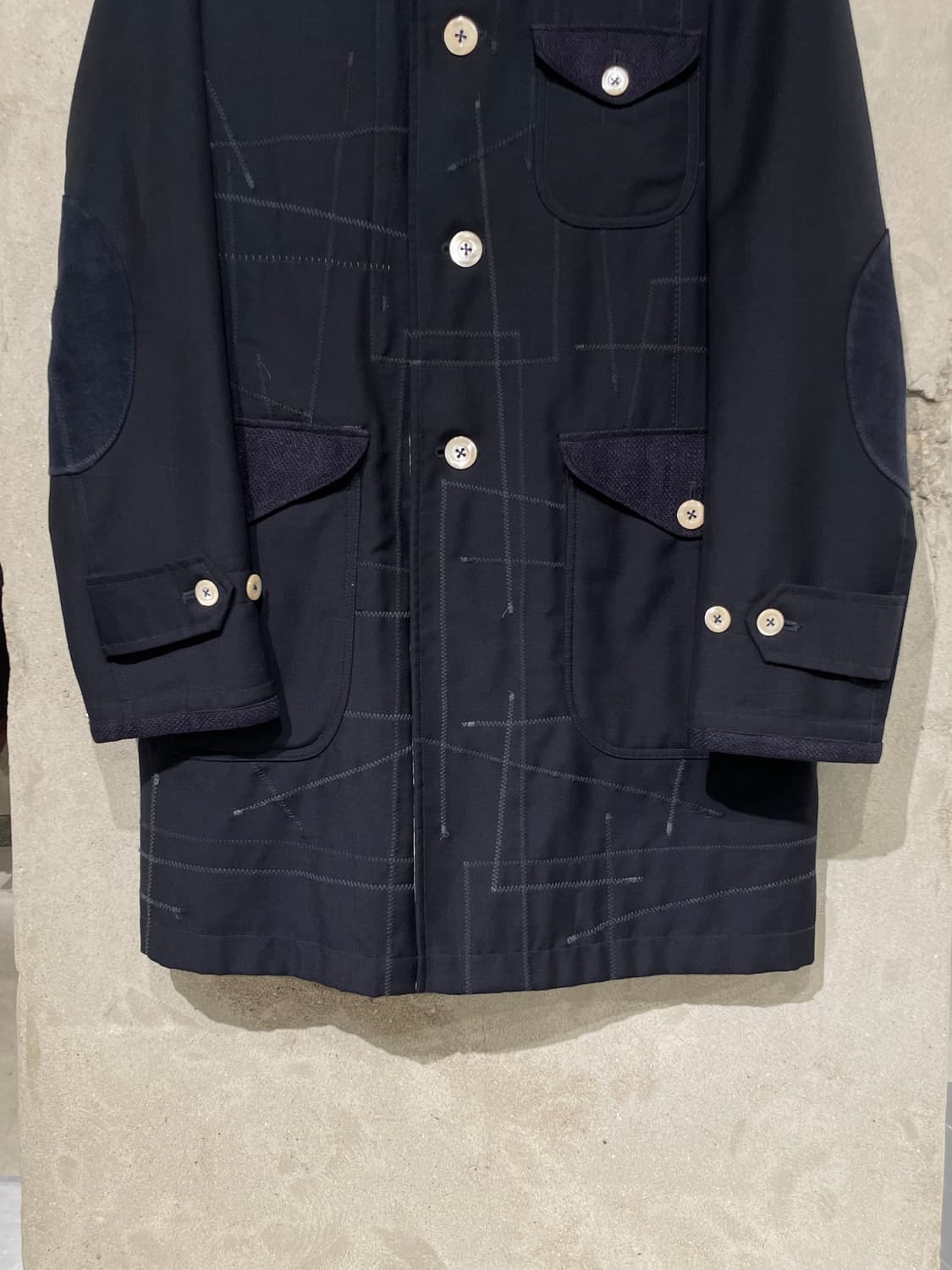 준야 와타나베 맨 패치워크 리버시블 카라넥 숏 코트 상품이미지3