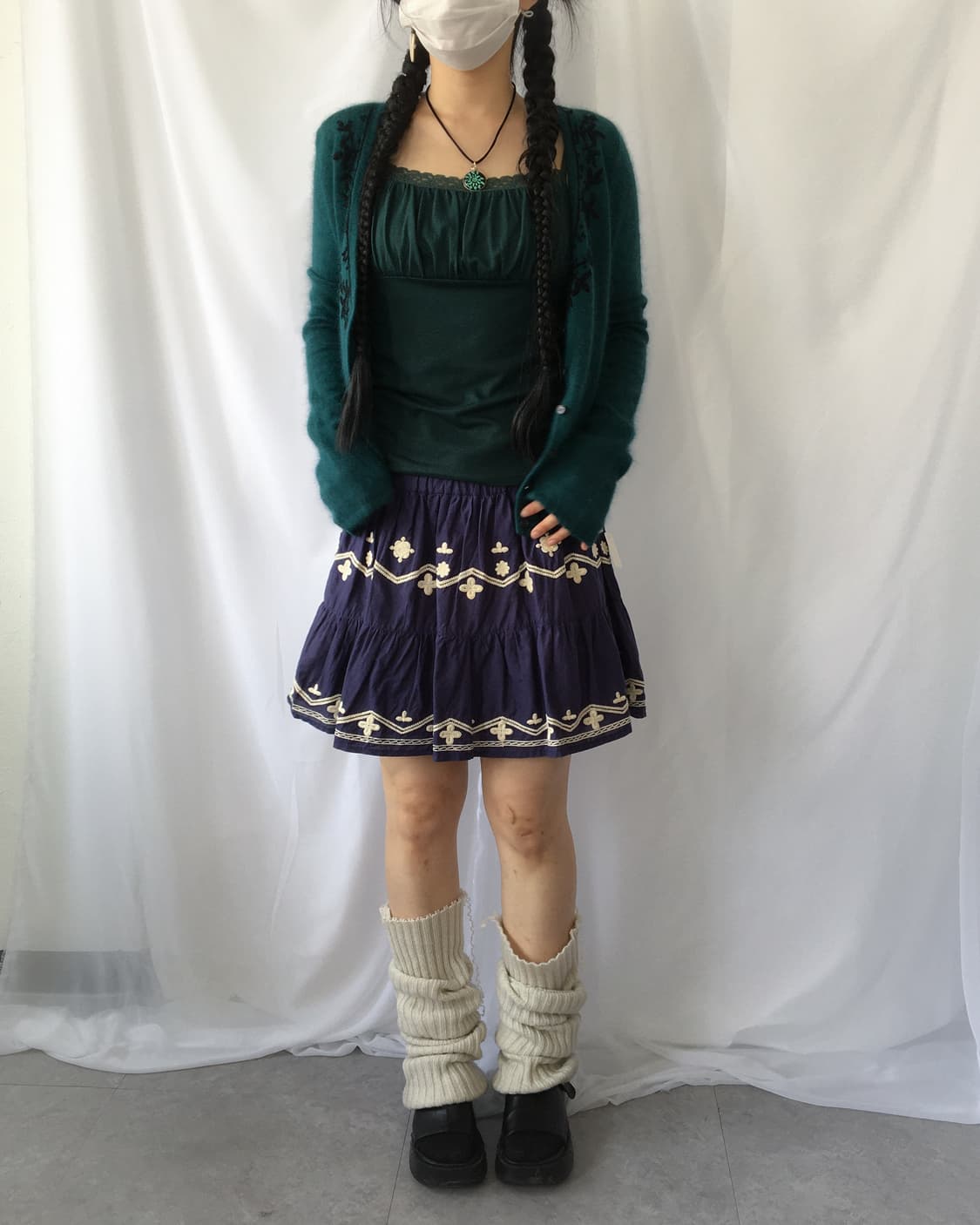 Embroidery point woolen knit cardigan 상품이미지8