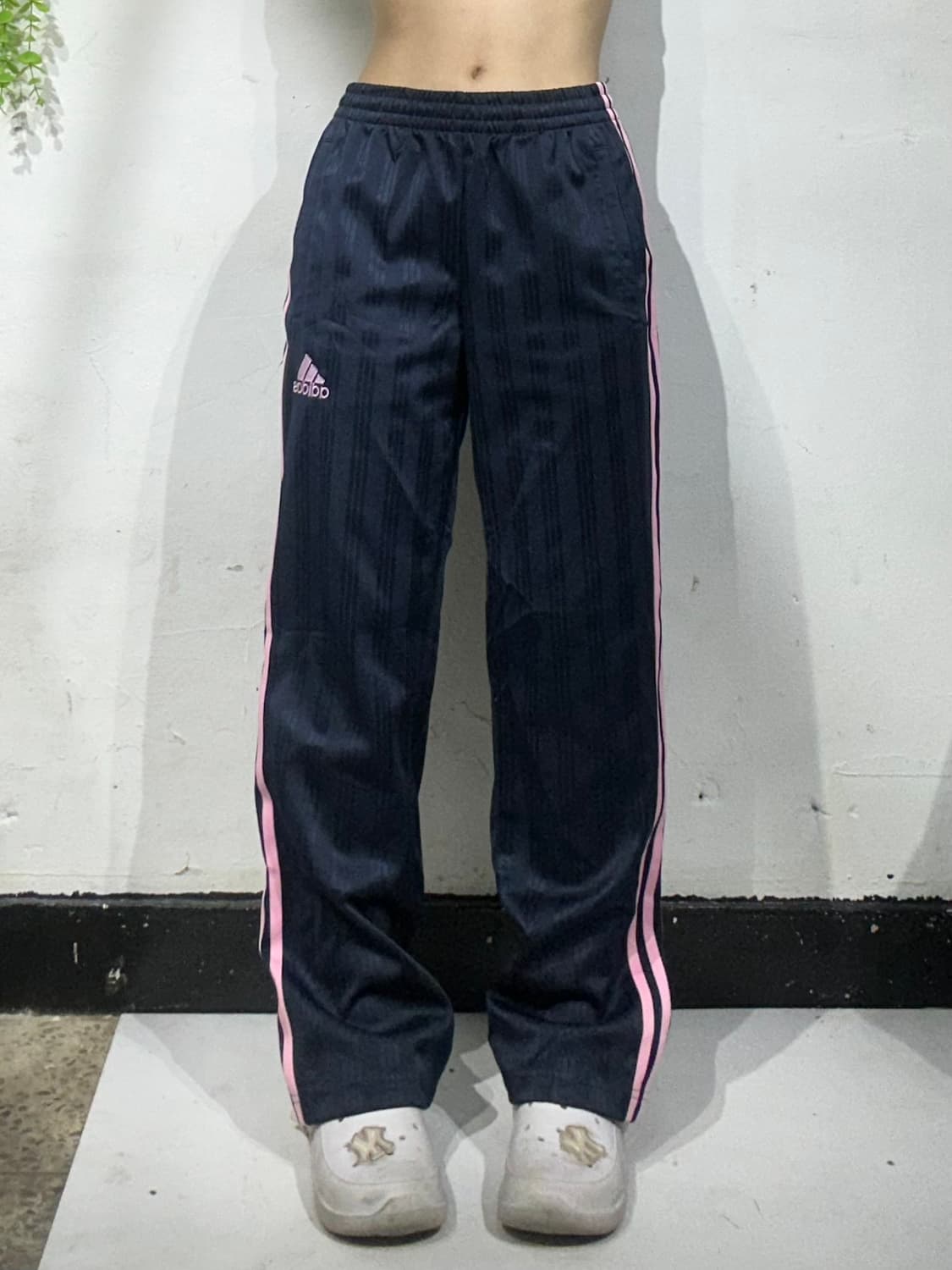00s 아디다스 네이비 핑크 삼선 대대장 와이드 팬츠 S 상품이미지2