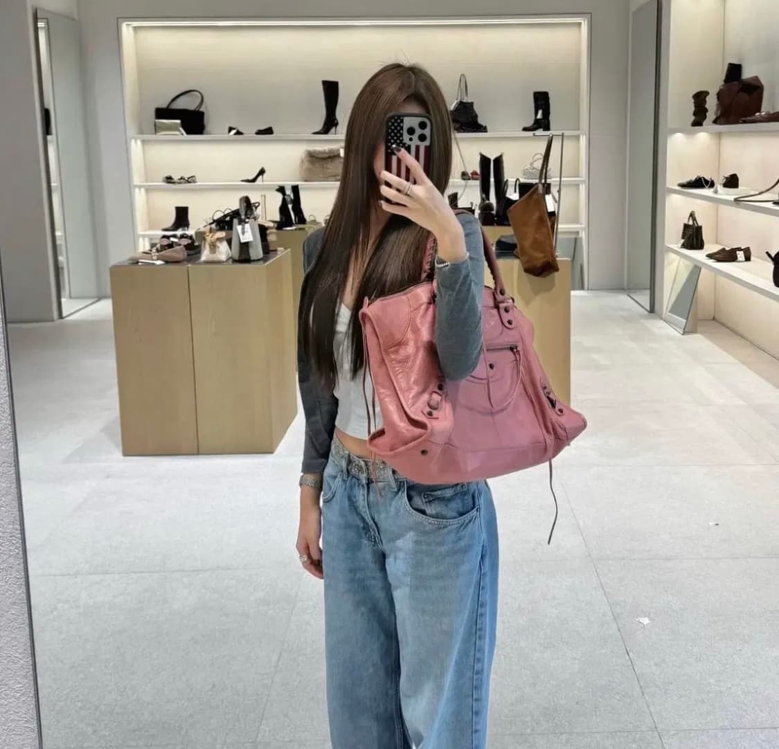 발렌시아가 모터백 라지 핑크 상품이미지3