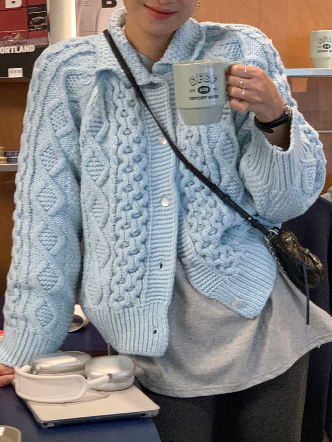 에이치모드 꽈배기가디건 아이보리 상품이미지7