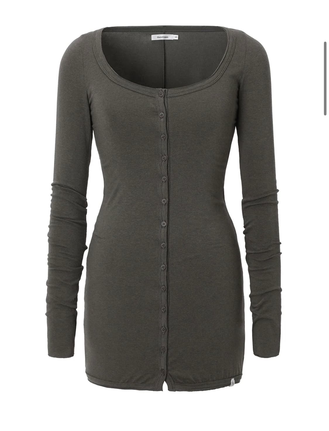 쓰리타임즈 Basic open tee 베이직 오픈티 차콜 상품이미지4