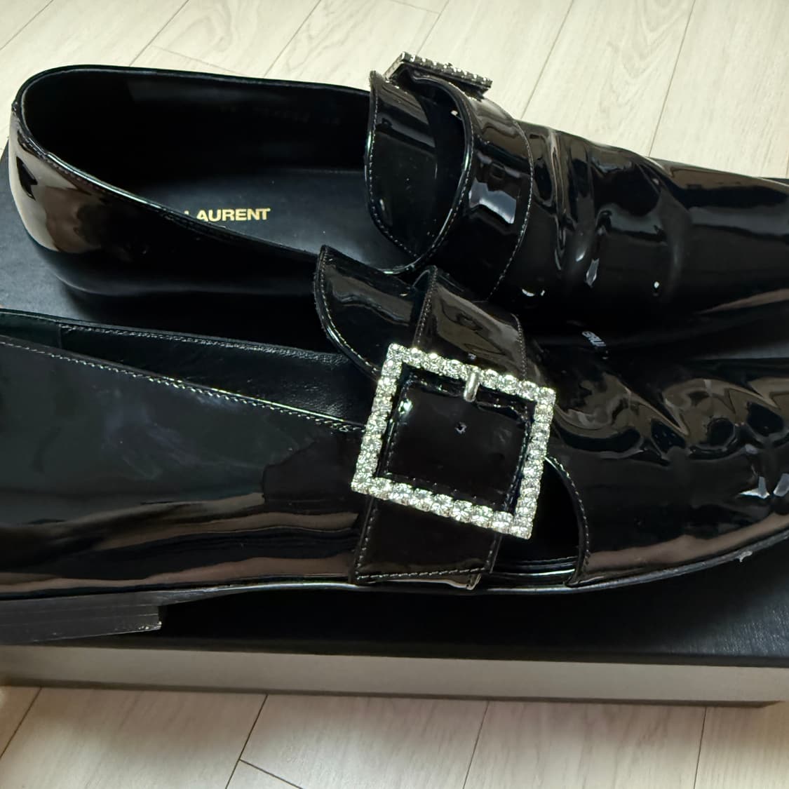 Saint Laurent 생로랑 트리스탄 슬리퍼 페이턴트 레더 로퍼 블랙 상품이미지6