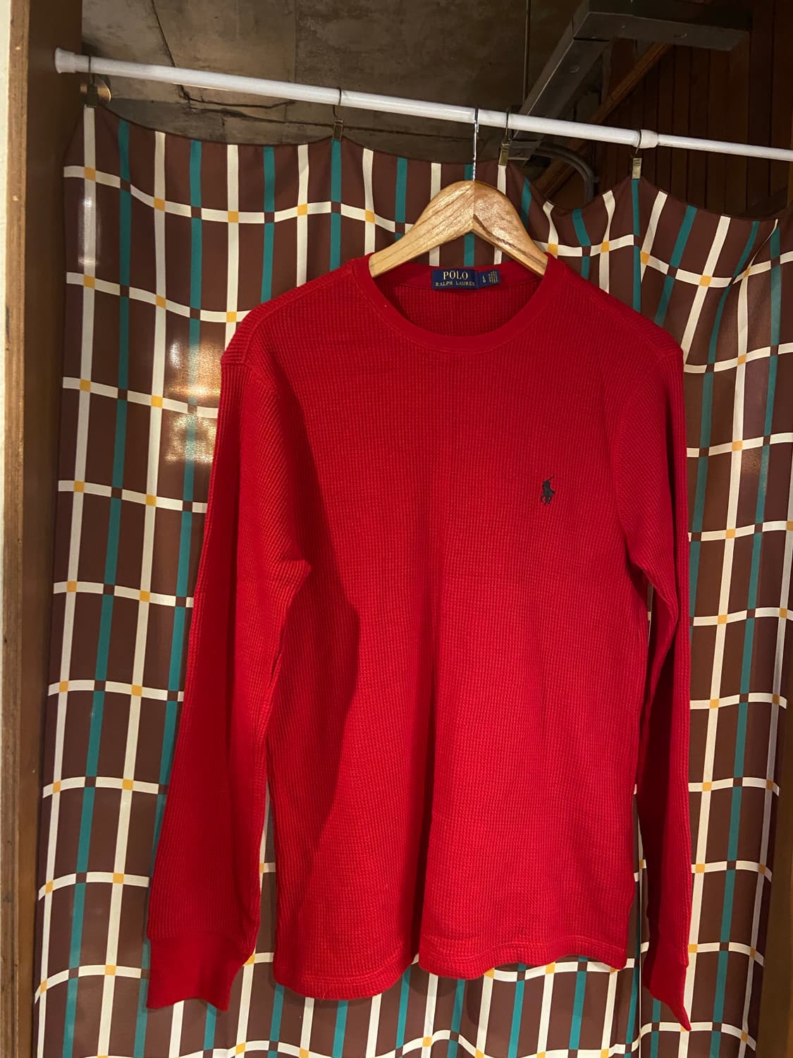 폴로 랄프로렌 와플 긴팔티 레드 상품이미지2