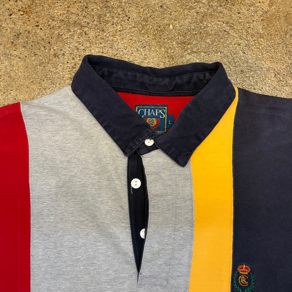 90s 미국 빈티지 챕스 랄프로렌 헤비코튼 스트라이프 배색 럭비티 상품이미지6