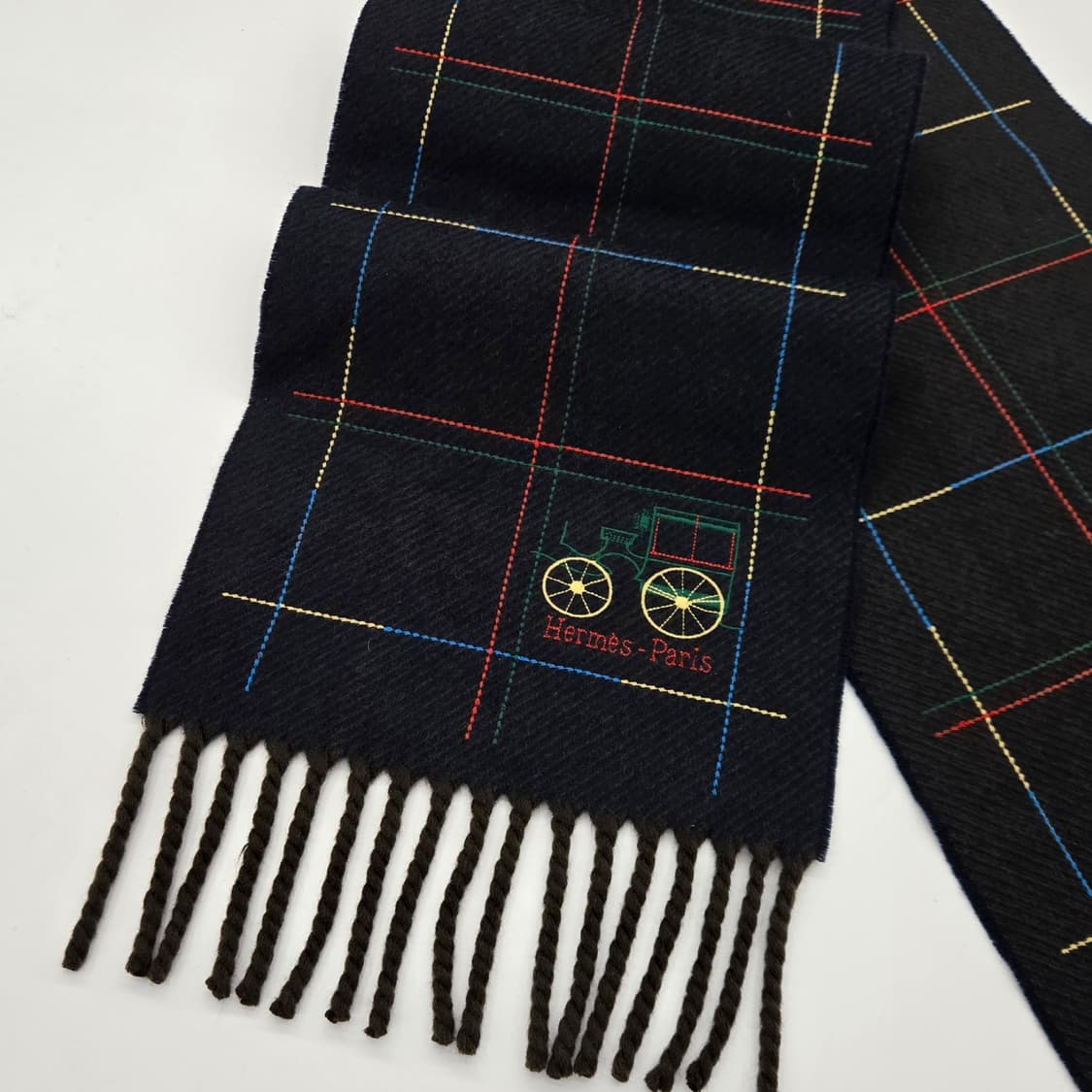 에르메스  로고 레인보우 체크 머플러 상품이미지2