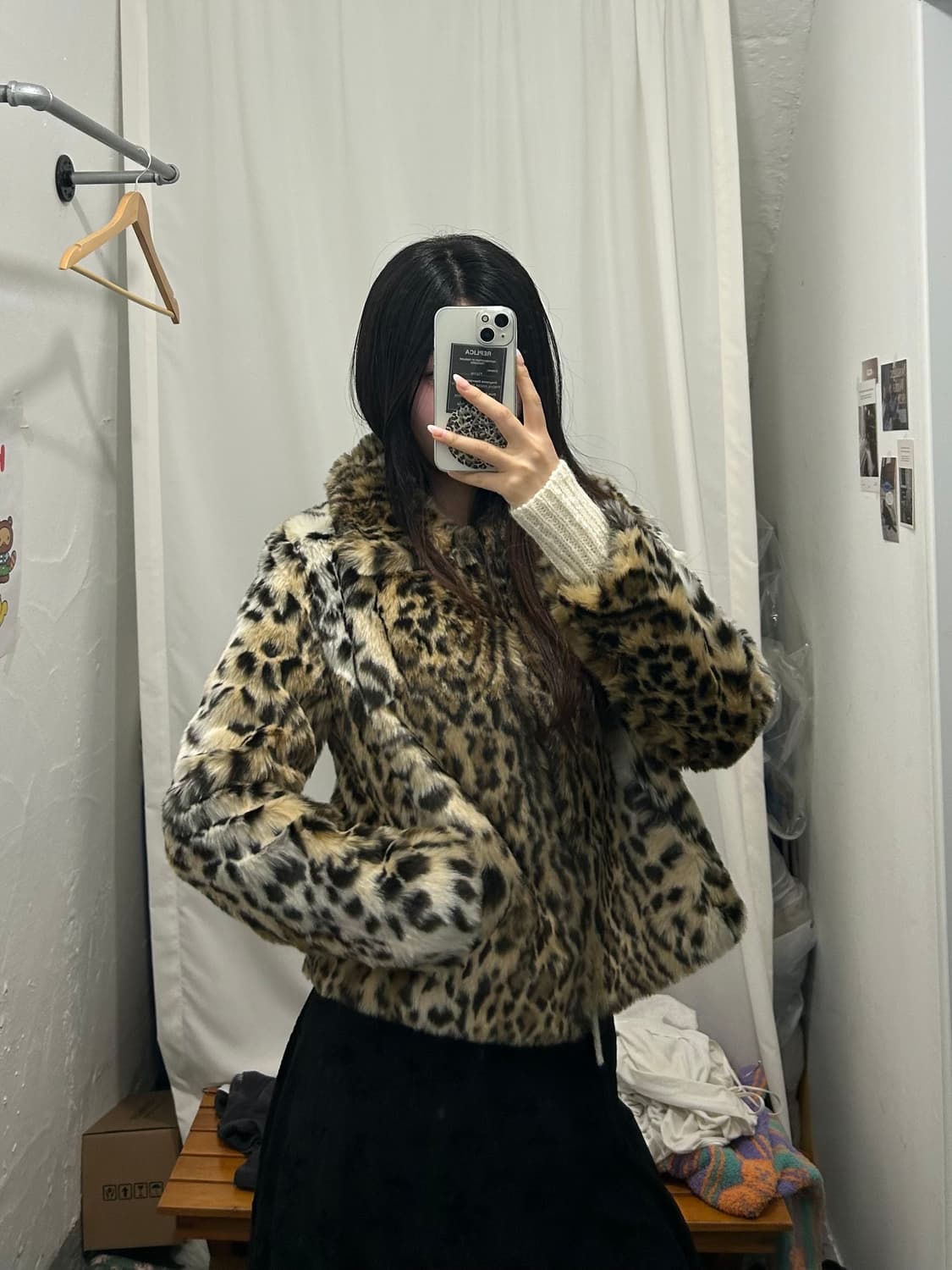 갸루 호피 레오파드 퍼 자켓 상품이미지2