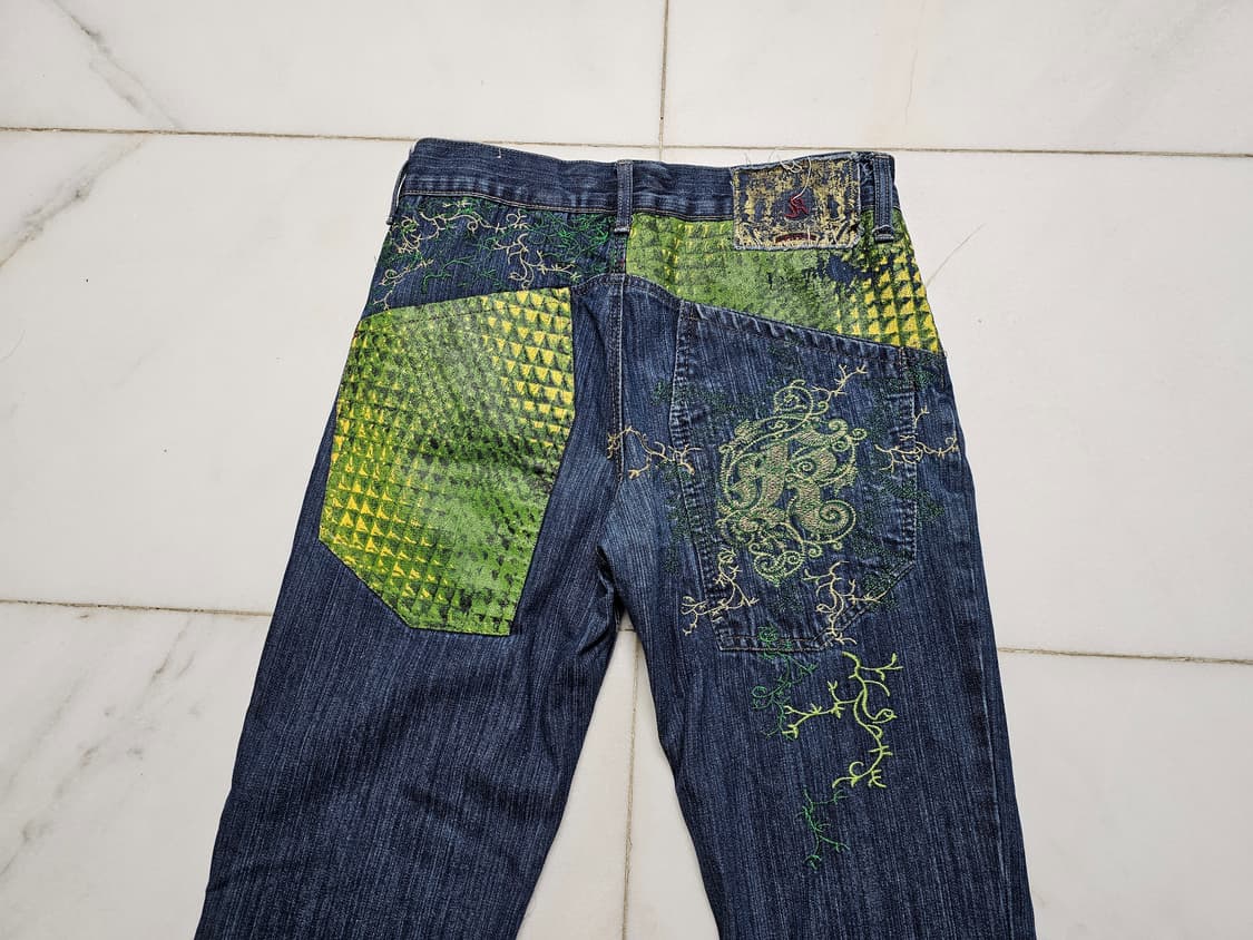 Y2K 힙합 레트로 Kanji Jeans 칸지 진스 34인치 자수 데님
 상품이미지2